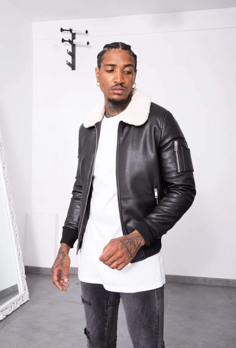 Blouson bombers avec col mouton