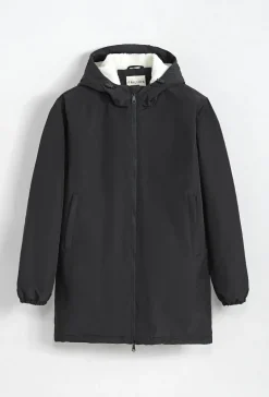 Blouson mi long à capuche moumoute
