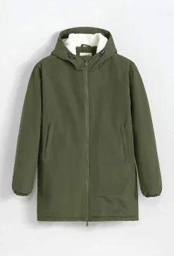 Blouson mi long à capuche moumoute