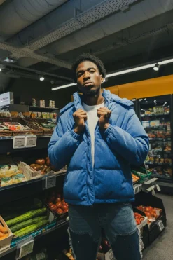 Blouson oversized matelassé à rayure