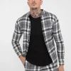 Chemise à carreaux col mao