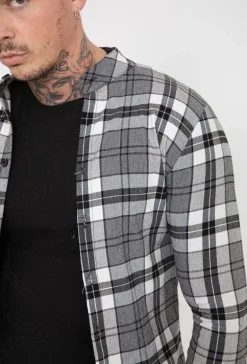Chemise à carreaux col mao