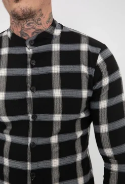 Chemise à carreaux col mao