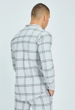 Chemise à carreaux col mao