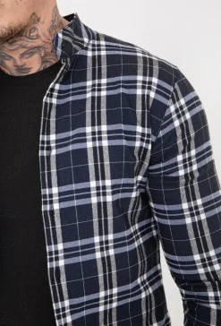 Chemise à carreaux col mao