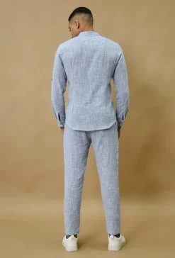 Chemise à col mao effet lin
