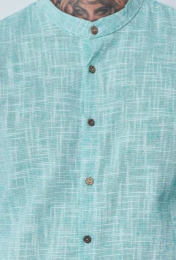 Chemise à col mao effet lin