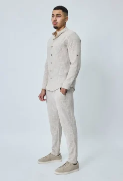 Chemise à col mao effet lin