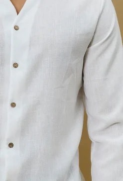 Chemise à col mao effet lin