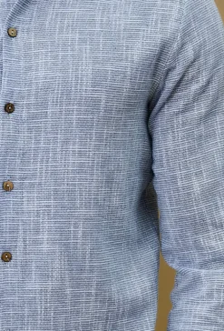 Chemise à col mao effet lin