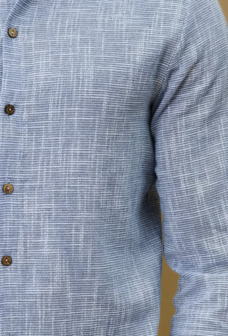 Chemise à col mao effet lin