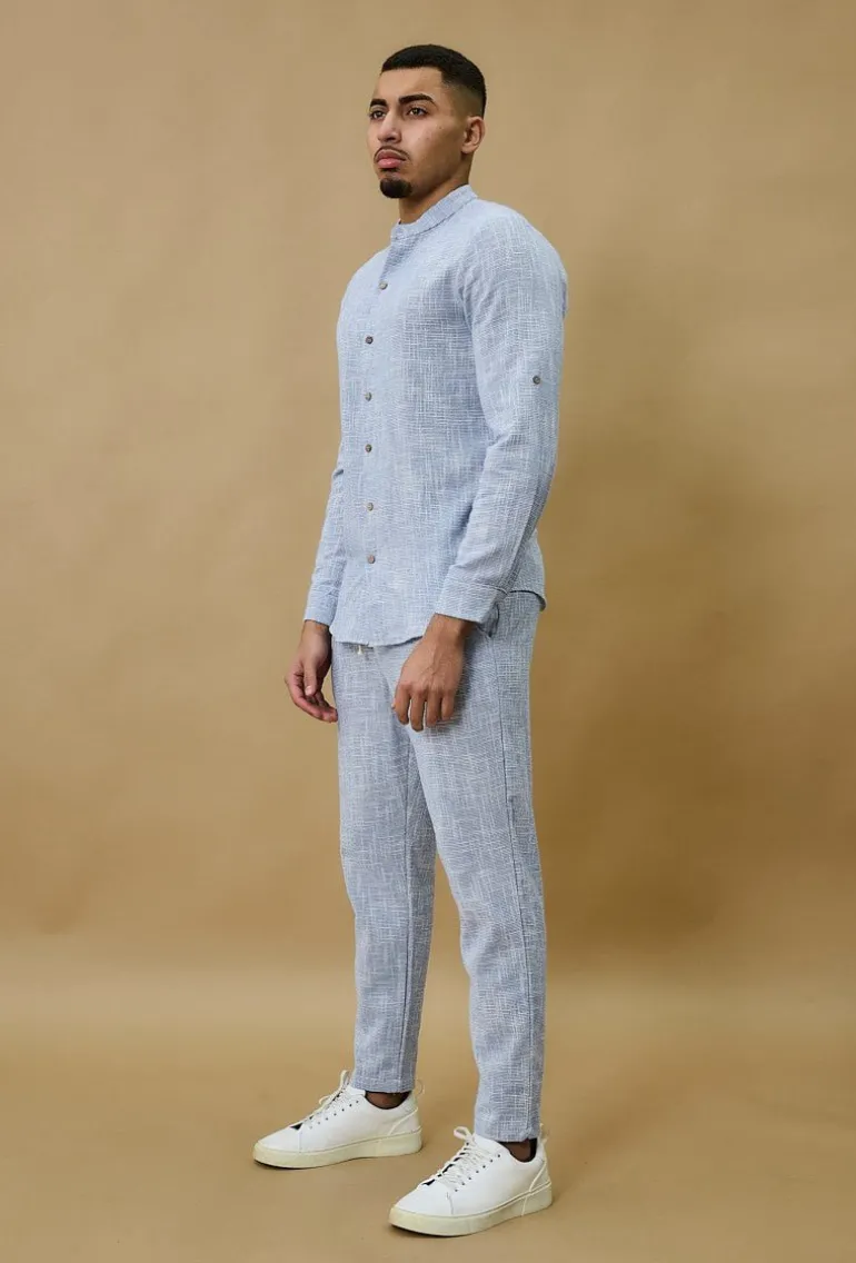 Chemise à col mao effet lin