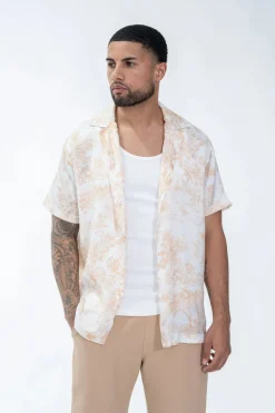 Chemise à effet satin fleuri
