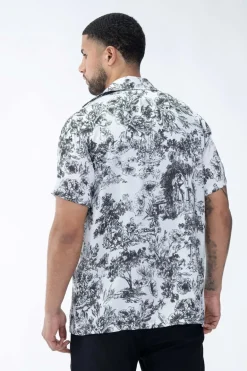 Chemise à effet satin fleuri