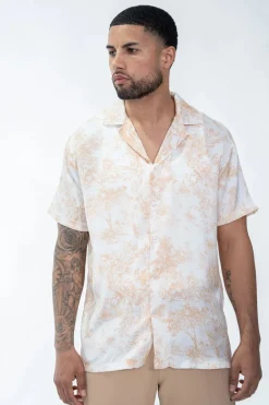 Chemise à effet satin fleuri