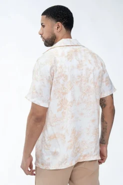 Chemise à effet satin fleuri