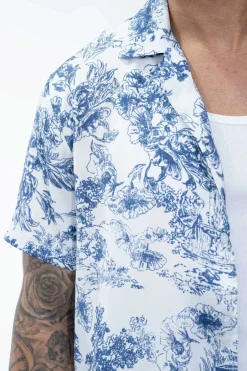 Chemise à effet satin fleuri