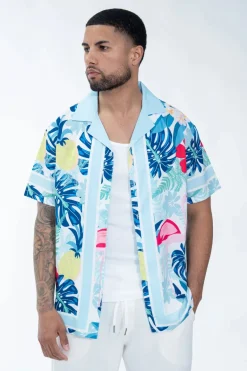 Chemise à l'imprimé tropical exotique