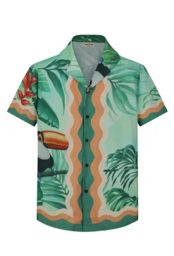Chemise à manches courtes à imprimé tropical