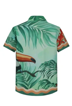 Chemise à manches courtes à imprimé tropical