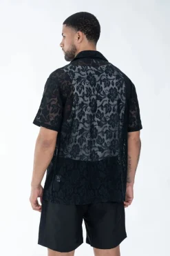 Chemise à manches courtes avec motif ton sur ton