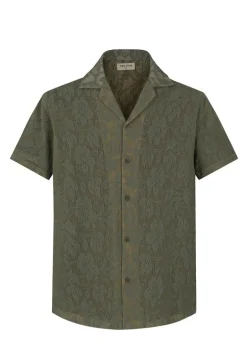 Chemise à manches courtes avec motif ton sur ton