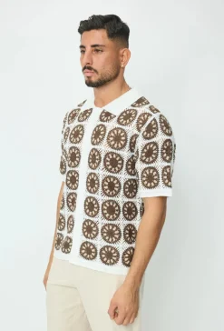 Chemise à manches courtes en tricot transparent