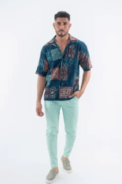 Chemise à manches courtes à motif intégral