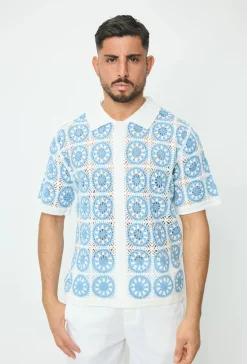 Chemise à manches courtes en tricot transparent