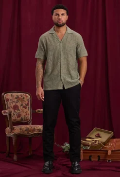 Chemise à manches courtes avec motif ton sur ton