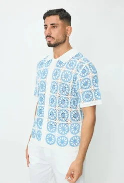 Chemise à manches courtes en tricot transparent