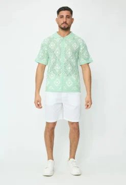 Chemise à manches courtes en tricot transparent