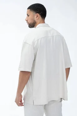 Chemise à manches courtes unie à multiples poches