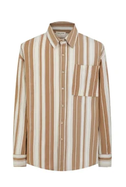 Chemise à manches longues avec des rayures verticales et une poche sur