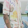 Chemise à motifs florals et faune