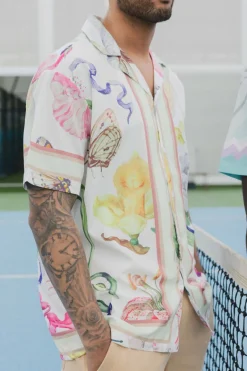 Chemise à motifs florals et faune