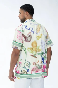 Chemise à motifs florals et faune