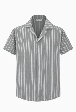Chemise à rayures manches courtes texturée