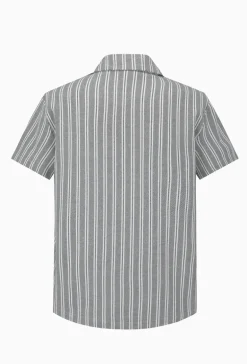 Chemise à rayures manches courtes texturée