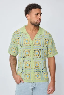 Chemise ajourée à boutons