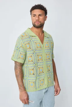 Chemise ajourée à boutons