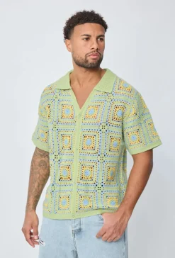 Chemise ajourée à boutons