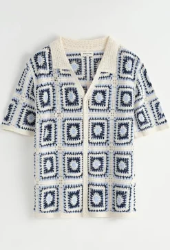 Chemise ajourée à boutons