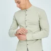 Chemise col mao à boutons fantaisie