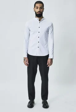 Chemise col mao à boutons fantaisie