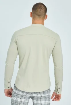 Chemise col mao à boutons fantaisie