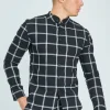 Chemise col mao à carreaux