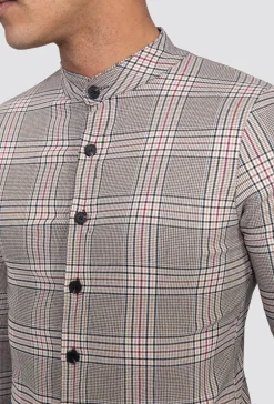 Chemise col mao à carreaux