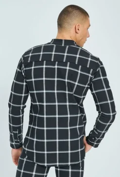Chemise col mao à carreaux