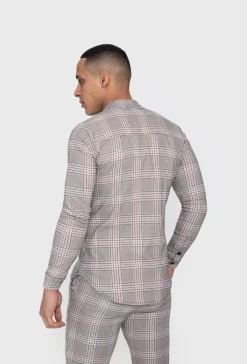 Chemise col mao à carreaux